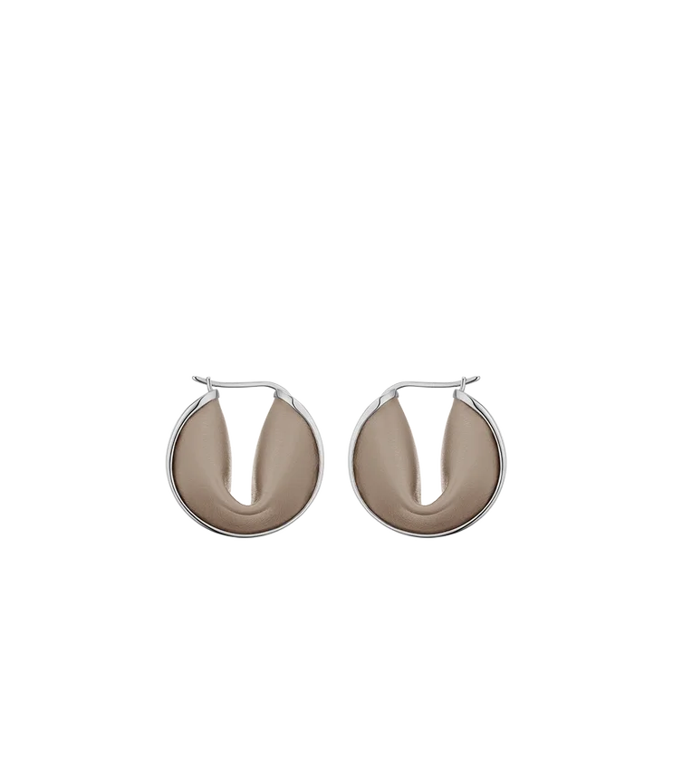 Ormé Creolen Edition Silber, rhodiniert, mit taupefarbenem Leder