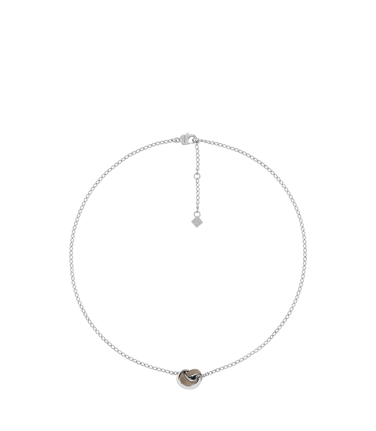 Ormé Halskette Edition Silber, rhodiniert, mit taupefarbenem Leder
