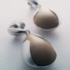 Ormé Ohrringe Edition Silber, rhodiniert, mit taupefarbenem Leder