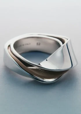Ormé-Ring Edition Silber, rhodiniert, mit taupefarbenem Leder